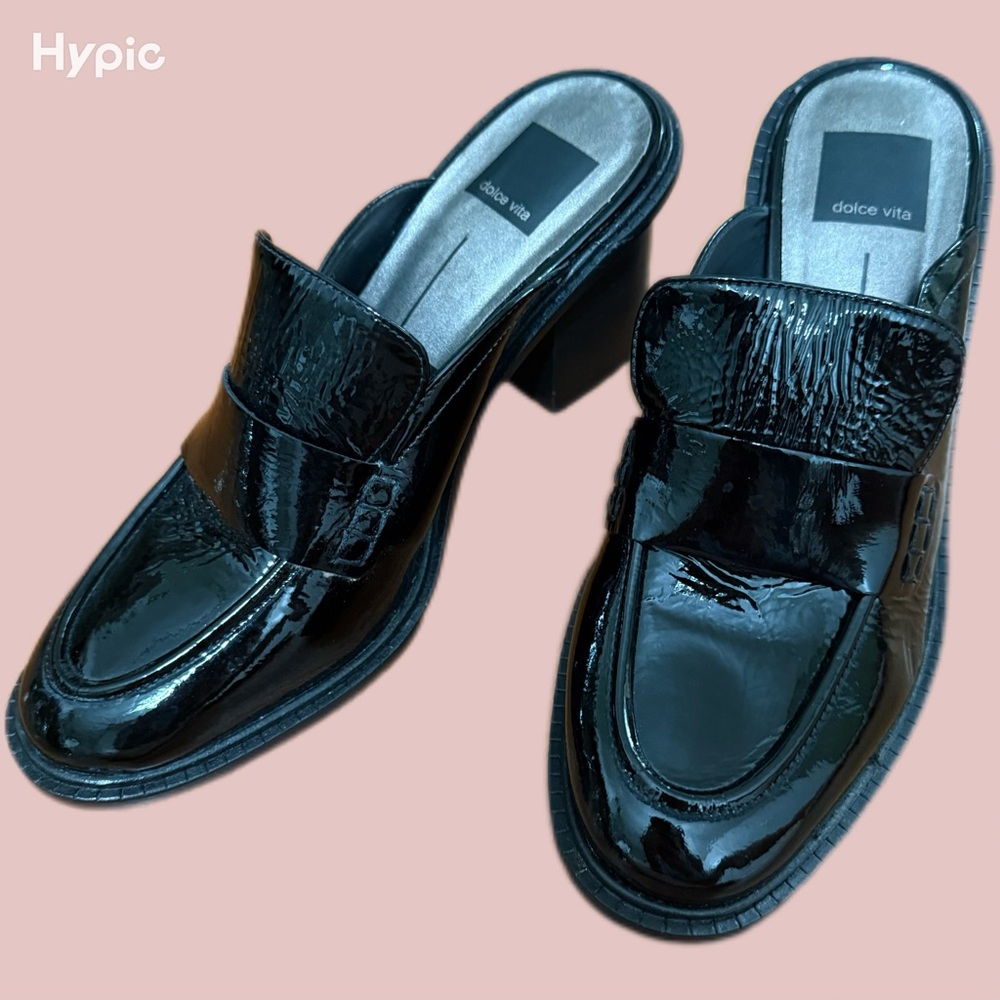 Dolce Vita Black Patent Leather Mules
